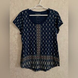 Lucky Brand women's large blue print top